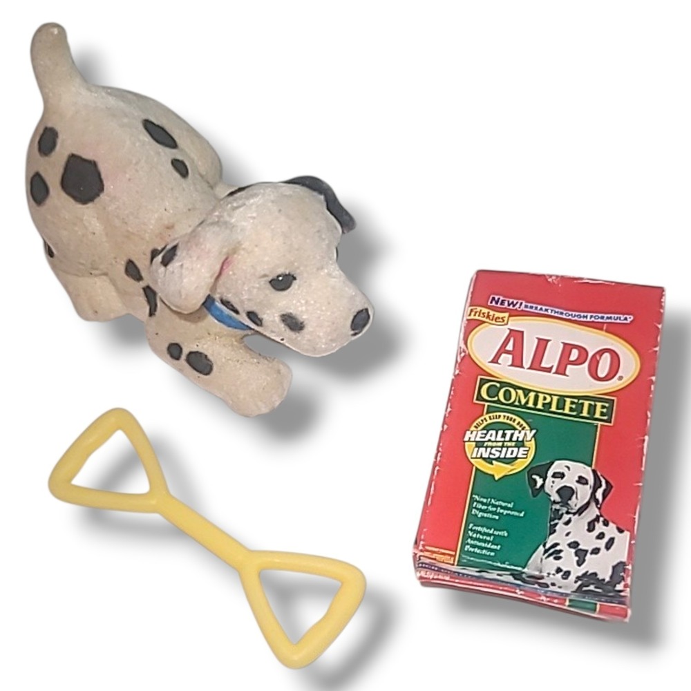 2000 Barbie Pet Lovin Dalmatian Flocked Dog Puppy Food Toy Lot